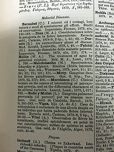 Malarial diseases from Index Medicus 1879