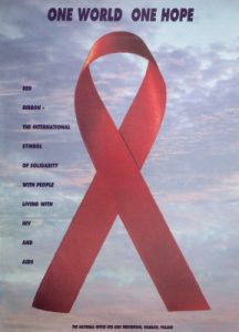 Poster showing the Red ribbon symbol