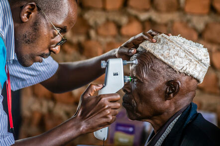 Patient under going eye exam
