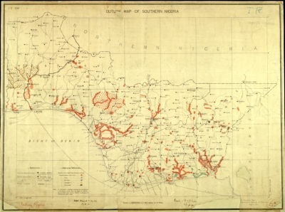 Outline map of Southern Nigeria showing districts [11595]