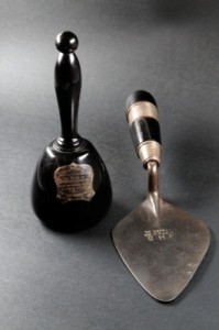 Trowel and mallet used by Neville Chamberlain
