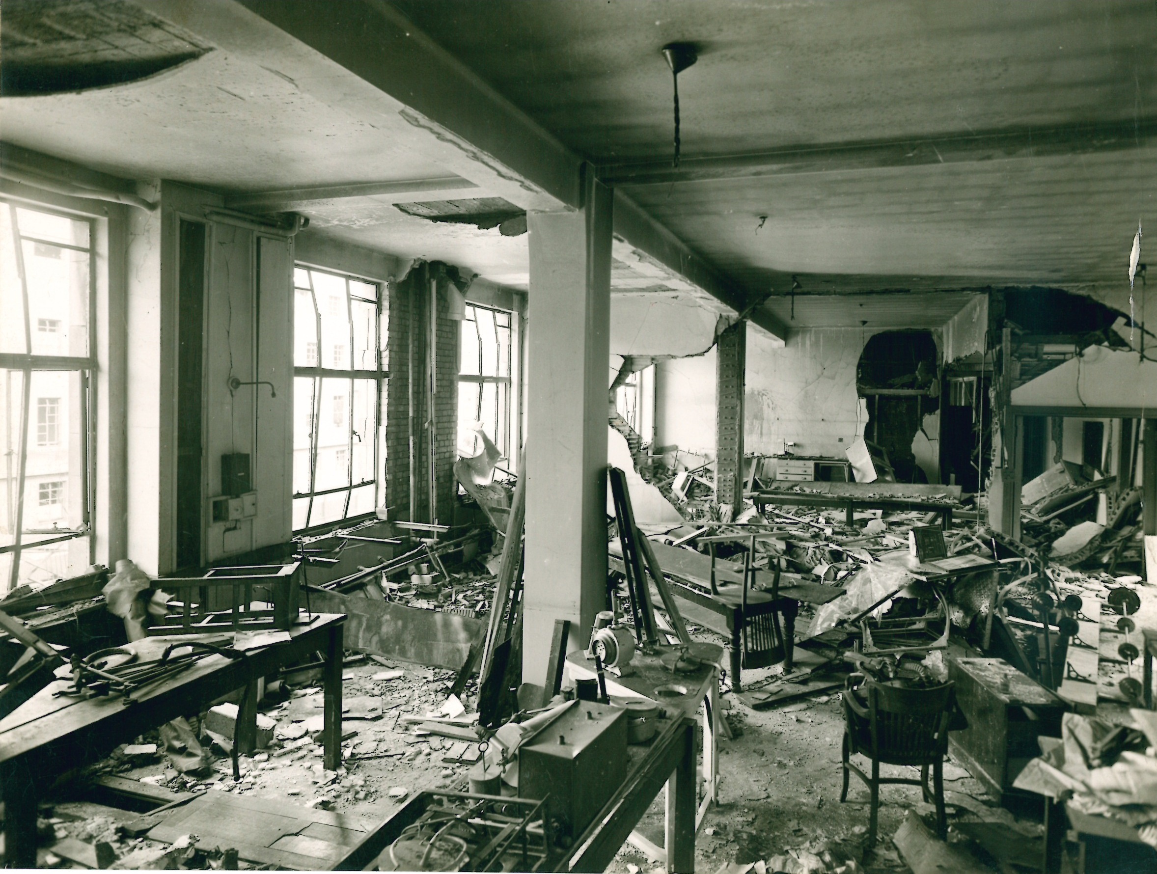 Bomb Damage – Dept of industrial physiology on 1st floor