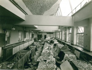 Bomb damage to the Department of Parasitology on the 3rd floor.