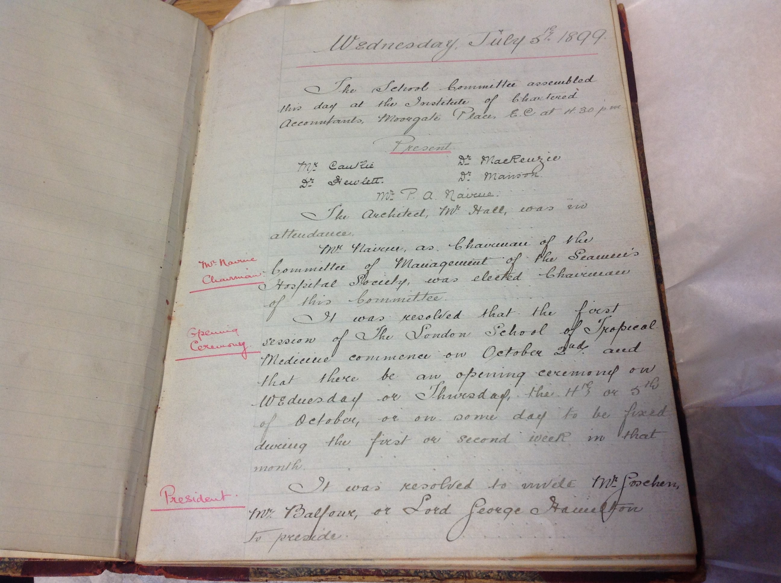 First page of minutes