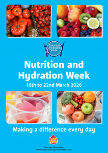 Poster featuring fruit and vegetables for Nutrition and Hydration week